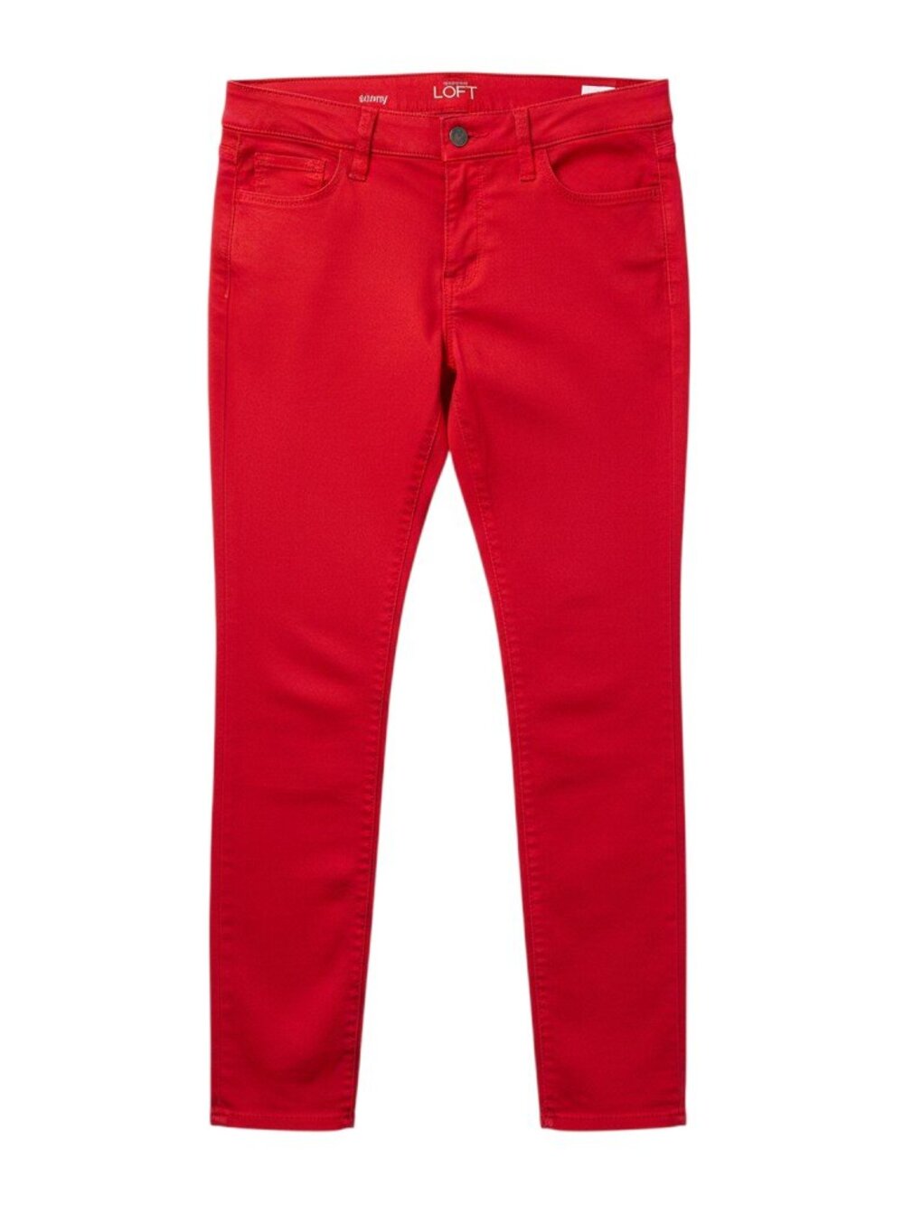 LOFT Women's Skinny Pants Red Five Pocket Colored Denim EUC Size 10 Skinny